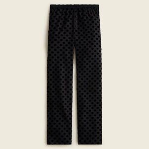 J. Crew Black  Pull-On Crop Pant in Velvet Dot SZ 12 NWT